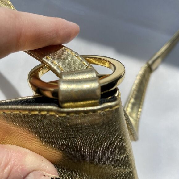 Vintage 80's Paloma Picasso Gold Leather Crossbody Purse One Size - Picture 8 of 14